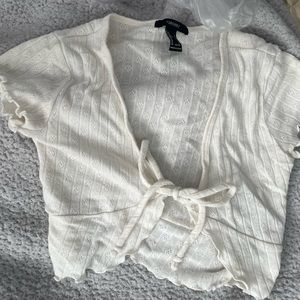 Forever 21 tie front white top